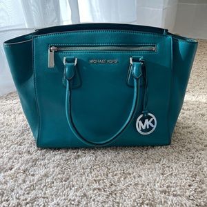 Michael Kors Tote, teal green blue.